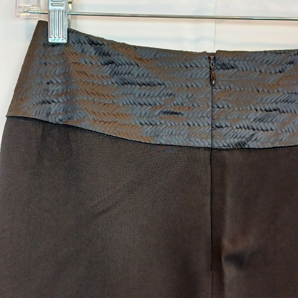 L'AGENCE WMNS Sz 6 Black Front Slit Pencil Skirt Woven Band High Waisted Modern - Picture 7 of 16